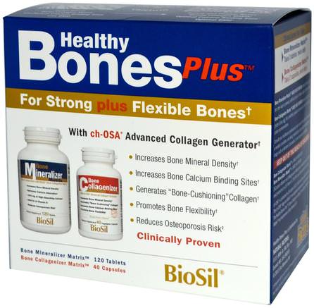 BioSil, Healthy Bones Plus, Two-Part Program by Natural Factors-Hälsa, Ben, Osteoporos, Kosttillskott, Mineraler, Biosil