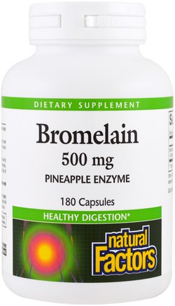 Bromelain, 500 mg, 180 Capsules by Natural Factors-Kosttillskott, Enzymer, Bromelain