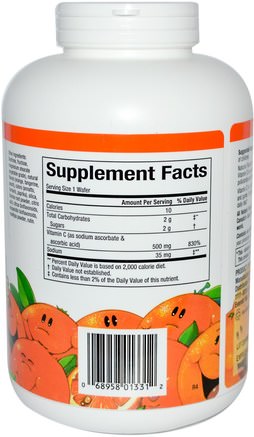 C 500 mg, Tangy Orange Flavor, 180 Chewable Wafers by Natural Factors-Vitaminer, Vitamin C, C-Vitamin Tuggbar