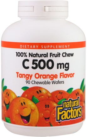C 500 mg, Tangy Orange Flavor, 90 Chewable Wafers by Natural Factors-Vitaminer, Vitamin C