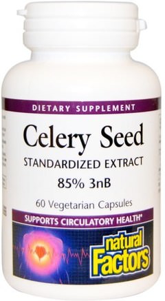 Celery Seed, Standardized Extract, 60 Veggie Caps by Natural Factors-Örter, Selleri Frön