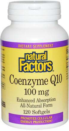 Coenzyme Q10, 100 mg, 120 Softgels by Natural Factors-Kosttillskott, Koenzym Q10, Coq10