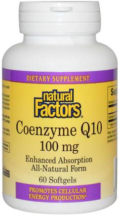 Coenzyme Q10, 100 mg, 60 Softgels by Natural Factors-Kosttillskott, Koenzym Q10, Coq10