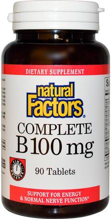 Complete B, 100 mg, 90 Tablets by Natural Factors-Vitaminer, Vitamin B, Vitamin B-Komplex, Vitamin B-Komplex 100