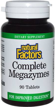 Complete Megazymes, 90 Tablets by Natural Factors-Kosttillskott, Enzymer, Matsmältningsenzymer
