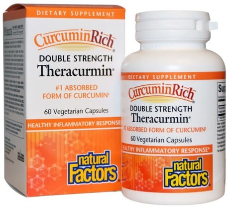 CurcuminRich, Double Strength Theracurmin, 60 Veggie Caps by Natural Factors-Kosttillskott, Antioxidanter, Curcumin