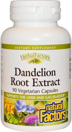 Dandelion Root Extract, 90 Veggie Caps by Natural Factors-Örter, Maskrosrot
