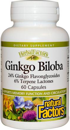 Ginkgo Biloba, 60 Capsules by Natural Factors-Örter, Ginkgo Biloba