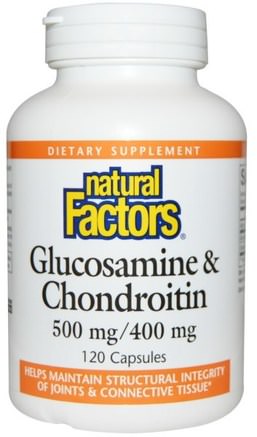 Glucosamine & Chondroitin, 500 mg/400 mg, 120 Capsules by Natural Factors-Kosttillskott, Glukosamin Kondroitin, Hälsa, Ben, Osteoporos, Gemensam Hälsa