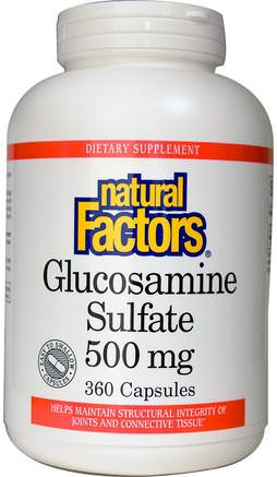 Glucosamine Sulfate, 500 mg, 360 Capsules by Natural Factors-Hälsa, Ben, Osteoporos, Gemensam Hälsa, Kosttillskott, Glukosamin