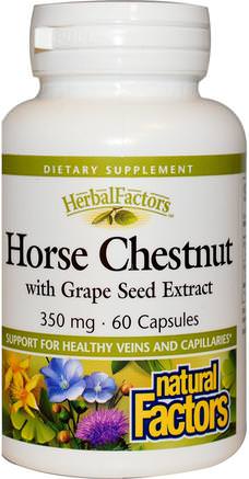 Horse Chestnut with Grape Seed Extract, 350 mg, 60 Capsules by Natural Factors-Örter, Hästkastanj