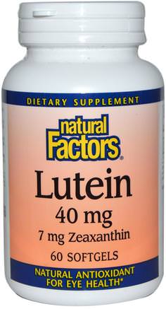 Lutein, 40 mg, 60 Softgels by Natural Factors-Kosttillskott, Antioxidanter, Lutein