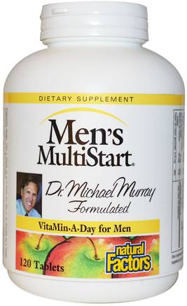 Mens MultiStart, VitaMin A Day for Men, 120 Tablets by Natural Factors-Vitaminer, Män Multivitaminer