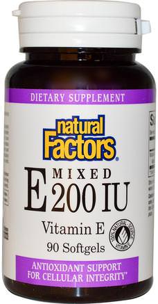 Mixed E, 200 IU, 90 Softgels by Natural Factors-Vitaminer, Vitamin E