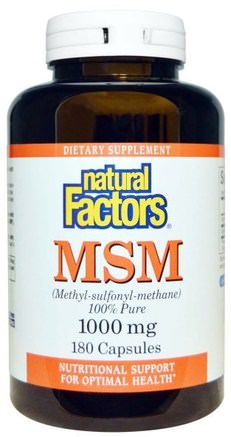 MSM, Methyl-Sulfonyl-Methane, 1.000 mg, 180 Capsules by Natural Factors-Hälsa, Ben, Osteoporos, Gemensam Hälsa, Artrit