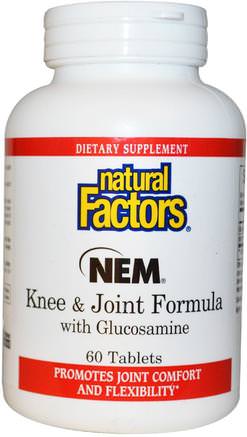 NEM Knee & Joint Formula with Glucosamine, 60 Tablets by Natural Factors-Hälsa, Ben, Osteoporos, Gemensam Hälsa, Kosttillskott, Äggskalmembran
