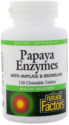 Papaya Enzymes, 120 Chewable Tablets by Natural Factors-Kosttillskott, Enzymer, Papaya Papain