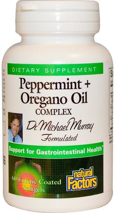 Peppermint + Oregano Oil Complex, 60 Enteric Coated Softgels by Natural Factors-Kosttillskott, Oreganoolja, Detox
