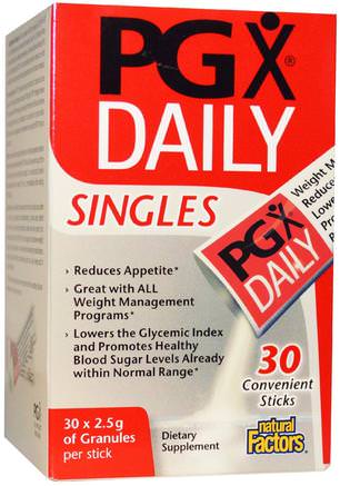 PGX Daily, Singles, Unflavored Granules, 30 Sticks, (2.5 g) Each by Natural Factors-Viktminskning, Kost, Kosttillskott, Glucomannan (Konjacrot), Pgx