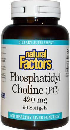 Phosphatidyl Choline (PC), 420 mg, 90 Softgels by Natural Factors-Vitaminer, Kolin, Fosfatidylkolin