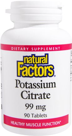 Potassium Citrate, 99 mg, 90 Tablets by Natural Factors-Kosttillskott, Mineraler, Kalium