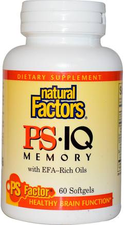 PS IQ Memory with EFA-Rich Oils, 60 Softgels by Natural Factors-Kosttillskott, Fosfatidylserin, Anti-Åldrande
