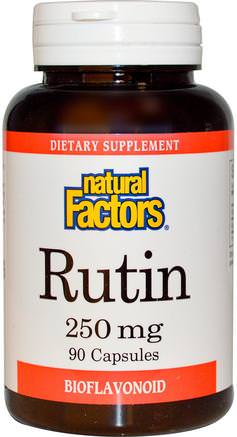 Rutin, 250 mg, 90 Capsules by Natural Factors-Kosttillskott, Antioxidanter, Rutin
