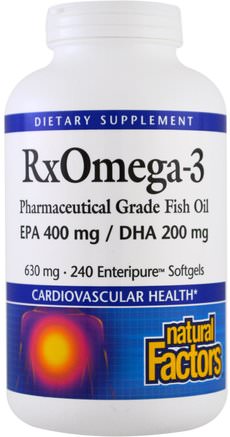 Rx Omega-3 Factors, EPA 400 mg/DHA 200 mg, 240 Softgels by Natural Factors-Kosttillskott, Efa Omega 3 6 9 (Epa Dha), Fiskolja