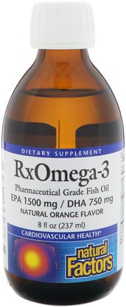 Rx Omega-3, Natural Orange Flavor, 8 fl oz (237 ml) by Natural Factors-Kosttillskott, Efa Omega 3 6 9 (Epa Dha), Dha, Epa
