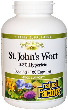 St. Johns Wort, 300 mg, 180 Capsules by Natural Factors-Örter, St. Johns Wort