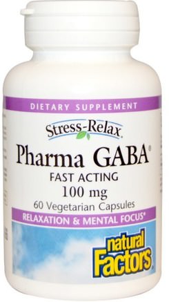 Stress Relax, Pharma GABA, 100 mg, 60 Veggie Caps by Natural Factors-Kosttillskott, Gaba (Gammaaminosmörsyra), Pharma Gaba