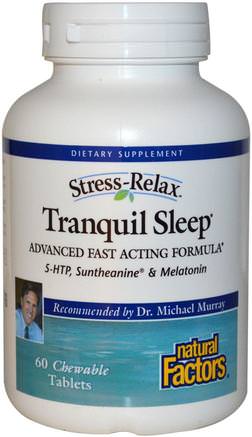 Stress-Relax, Tranquil Sleep, 60 Chewable Tablets by Natural Factors-Kosttillskott, 5-Hp, Sömn