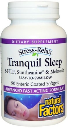 Stress-Relax, Tranquil Sleep, 90 Enteric Coated Softgels by Natural Factors-Kosttillskott, 5-Htp, Melatonin