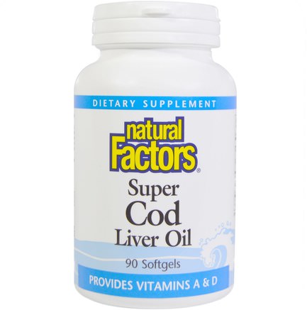 Super Cod Liver Oil, 90 Softgels by Natural Factors-Kosttillskott, Efa Omega 3 6 9 (Epa Dha), Torskleverolja, Mjölkgeler För Torskleverolja