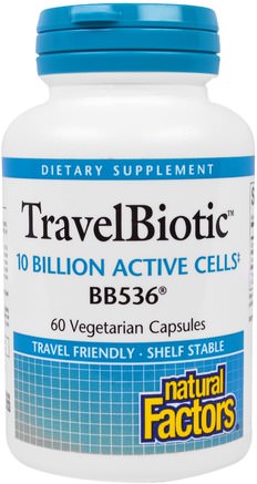 TravelBiotic, BB536, 10 Billion Acitve Cells, 60 Veggie Caps by Natural Factors-Kosttillskott, Probiotika