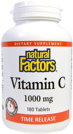 Vitamin C, Time Release, 1000 mg, 180 Tablets by Natural Factors-Vitaminer, Vitamin C, Frisättning Av Vitamin C