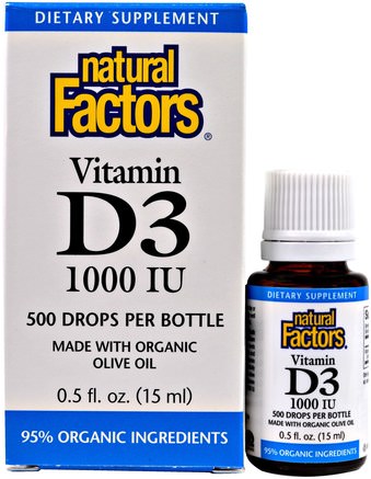 Vitamin D3 Drops, 1000 IU, 0.5 fl oz (15 ml) by Natural Factors-Vitaminer, Vitamin D3, Vitamin D3 Vätska