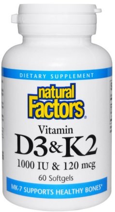 Vitamin D3 & K2, 60 Softgels by Natural Factors-Vitaminer, Vitamin D3