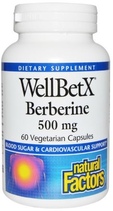 WellBetX Berberine, 500 mg, 60 Veggie Caps by Natural Factors-Hälsa, Blodsocker, Örter, Bärbär - Berberin