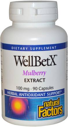WellBetX, Mulberry Extract, 100 mg, 90 Capsules by Natural Factors-Kosttillskott, Morbär