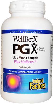 WellBetX PGX, Plus Mulberry, 180 Softgels by Natural Factors-Hälsa, Blodsocker, Kosttillskott, Fiber, Pgx