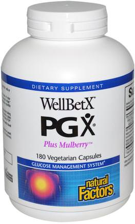 WellBetX PGX, Plus Mulberry, 180 Veggie Caps by Natural Factors-Kosttillskott, Fiber, Glucomannan (Konjacrot), Morbär