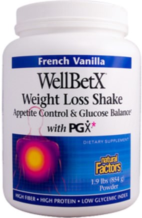 WellBetX, Weight Loss Shake, French Vanilla, 1.9 lbs (854 g) by Natural Factors-Hälsa, Blodsocker, Kosttillskott, Fiber, Pgx
