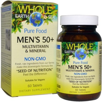 Whole Earth & Sea, Mens 50+ Multivitamin & Mineral, 60 Tablets by Natural Factors-Vitaminer, Män Multivitaminer - Seniorer