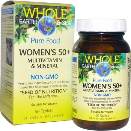 Whole Earth & Sea, Womens 50+ Multivitamin & Mineral, 60 Tablets by Natural Factors-Vitaminer, Kvinnor Multivitaminer - Seniorer