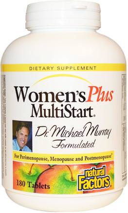 Womens Plus MultiStart, 180 Tablets by Natural Factors-Vitaminer, Kvinnor Multivitaminer