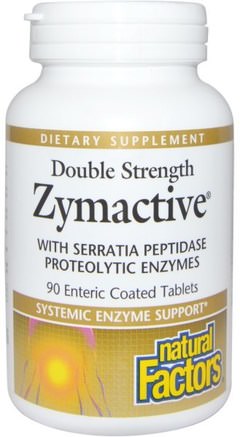 Zymactive, Double Strength, 90 Enteric Coated Tablets by Natural Factors-Kosttillskott, Enzymer, Serrapeptas