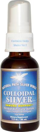 Colloidal Silver, Herbal Tincture Spray, 150 PPM, 1 fl oz (30 ml) by Natural Path Silver Wings-Kosttillskott, Mineraler, Kolloidalt Silver