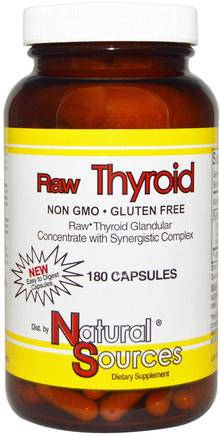 Raw Thyroid, 180 Capsules by Natural Sources-Kosttillskott, Nötkreaturprodukter, Hälsa, Sköldkörtel