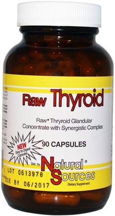 Raw Thyroid, 90 Capsules by Natural Sources-Kosttillskott, Nötkreaturprodukter, Hälsa, Sköldkörtel